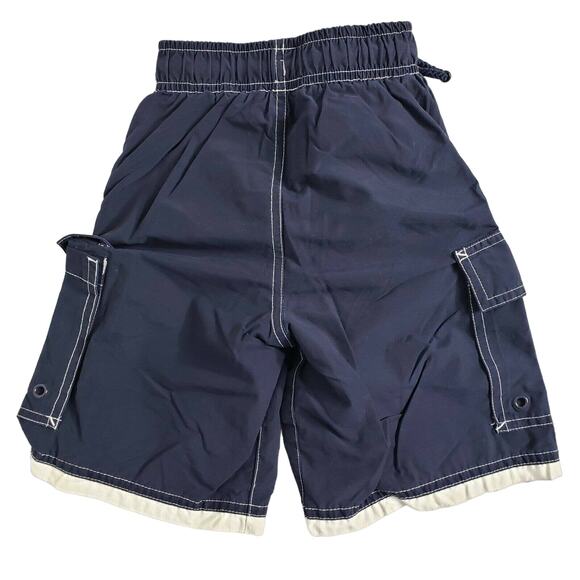 Tropical Escape Boys Size 4 Swim Trunks Shorts 2 Side Pockets Blue/White Elastic - Picture 2 of 12